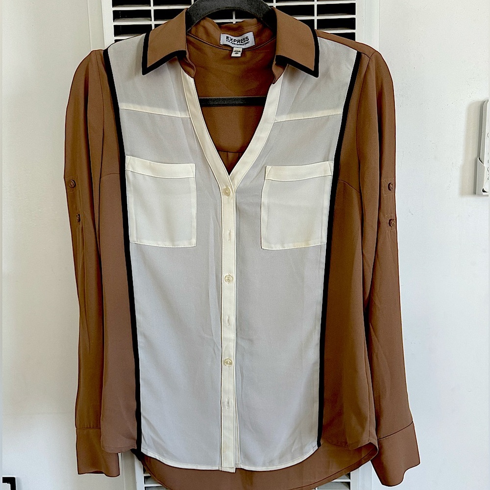 EXPRESS relaxed satin portofino button-up shirt